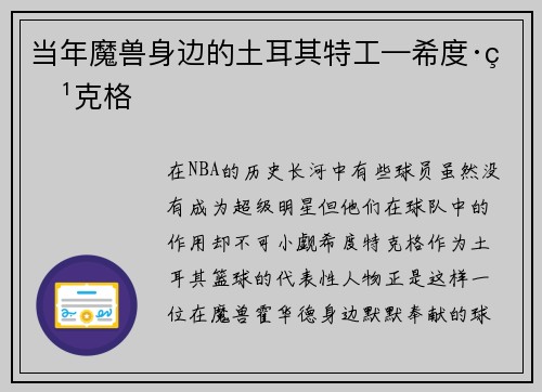 当年魔兽身边的土耳其特工—希度·特克格